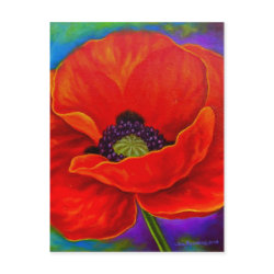 Red Poppy Flower Painting - Multi postcard