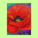 Red Poppy Flower Painting - Multi postcards