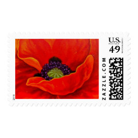 Red Poppy Flower Painting - Multi Stamps