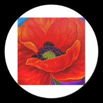 Red Poppy Flower Painting - Multi stickers