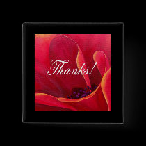 Red Poppy Flower Painting with Thank You buttons by JUDERM Red Poppy Flower Painting with Thank You buttons