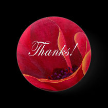 Red Poppy Flower Painting with Thank You buttons by JUDERM Red Poppy Flower Painting with Thank You buttons