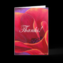 Red Poppy Flower Painting with Thank You cards by JUDERM Red Poppy Flower Painting with Thank You cards