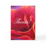 Red Poppy Flower Painting with Thank You