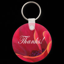 Red Poppy Flower Painting with Thank You keychains by JUDERM Red Poppy Flower Painting with Thank You keychains