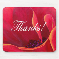 Red Poppy Flower Painting with Thank You mousepads by JUDERM Red Poppy Flower Painting with Thank You mousepads