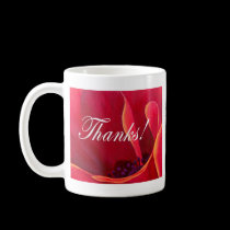 Red Poppy Flower Painting with Thank You mugs