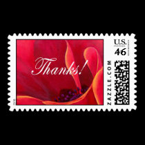 Red Poppy Flower Painting with Thank You postage by JUDERM Red Poppy Flower Painting with Thank You postage
