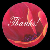 Red Poppy Flower Painting with Thank You stickers by JUDERM Red Poppy Flower Painting with Thank You stickers