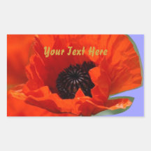 Red Poppy Flower Rectangular Stickers