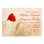 Red Poppy Flower Wheat Field Wedding Invitations
