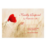 Red Poppy Flower Wheat Field Wedding RSVP Cards