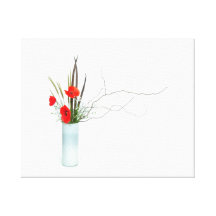 red poppy flowers arrangement ikebana gallery wrapped canvas