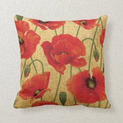 Red Poppy Flowers Throw Pillow