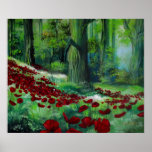 Red Poppy Forest Landscape Art Print