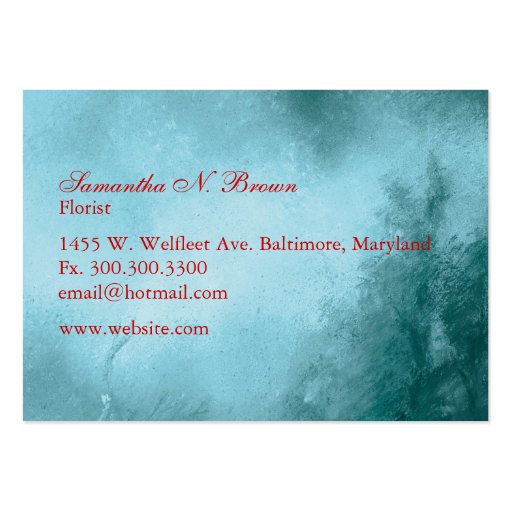 Red poppy in Turquoise Personalized Business Cards (back side)
