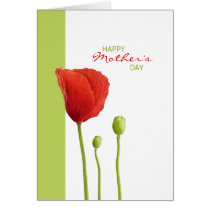 Red Poppy lime Mother's Day Card cards