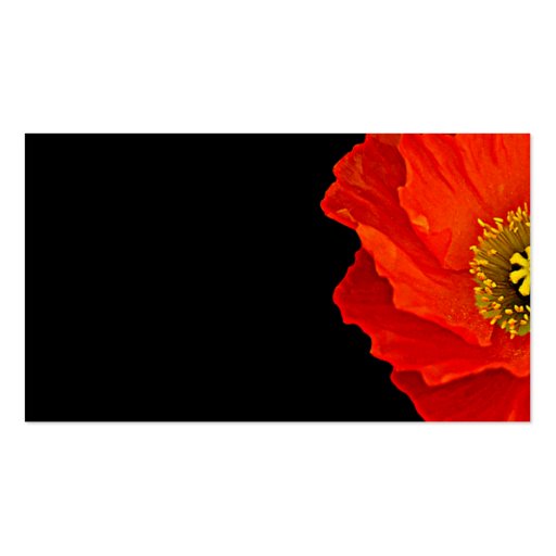 Red Poppy on Black Floral Business Card (back side)