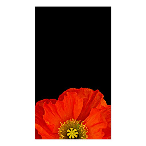 Red Poppy on Black Floral Business Card (front side)