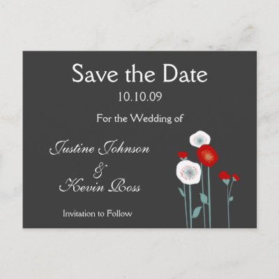 Red poppy save the date Postcards