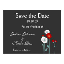 Red poppy save the date Postcards