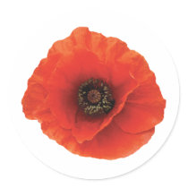 Red Poppy Round Sticker