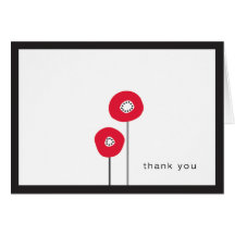Red Poppy thank you note Greeting Card