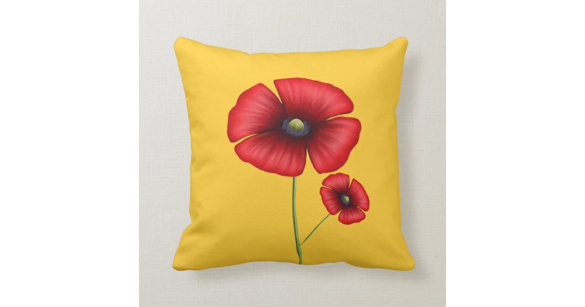 Red Poppy Throw Pillow Zazzle