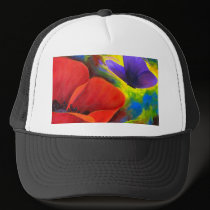 Red Poppy With Butterfly Art - Multi hats