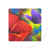 Red Poppy With Butterfly Art - Multi stickers by JUDERM Red Poppy With Butterfly Art - Multi stickers