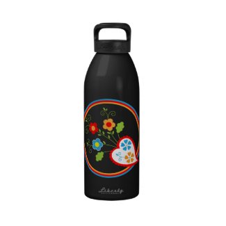 Red Portuguese heart with flowers Water Bottle