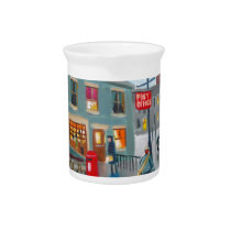 Red post van vinatge oil painting pitchers