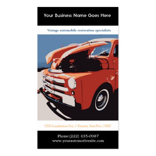 Red Posterized Style Restored Vintage Truck Business Cards (front side)