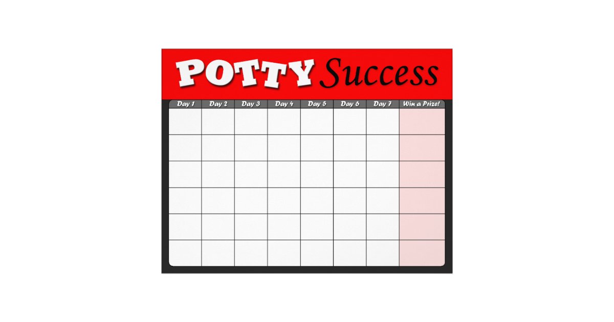 Red Potty Training Success Charts Letterhead Zazzle