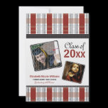 Red Preppy Plaid Custom Graduation Announcement