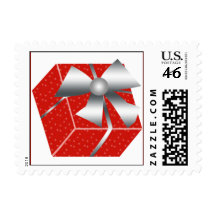 Red Present with Silver Bow Stamp