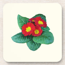Red Primroses cork coasters