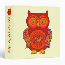 Red Psychedelic Owl Binders