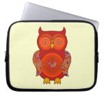Red Psychedelic Owl Computer Sleeve