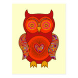 Red Psychedelic Owl Post Card