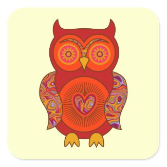 Red Psychedelic Owl sticker