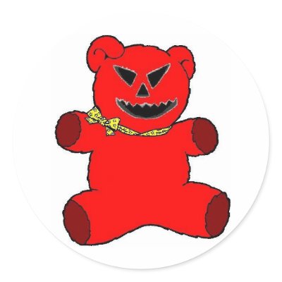 Red Psycho Teddy Round Stickers by OnlyFunStuff