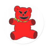 Red Psycho Teddy Round Stickers