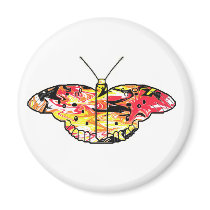 Red Psychodelic Butterfly magnets