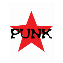 red punk star postcards