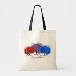 Red Purple and Blue Romantic Heart Leaf Tree bags