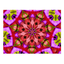Red & Purple Kaleidoscope Mandala Postcards