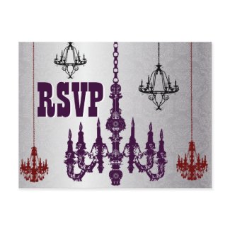 Red, Purple & Silver Chandelier RSVP Postcards postcard