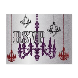 Red, Purple & Silver Chandelier RSVP Postcards postcard