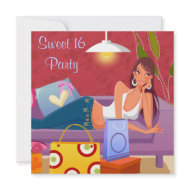 Red Purple Sweet 16 Birthday Party invitation